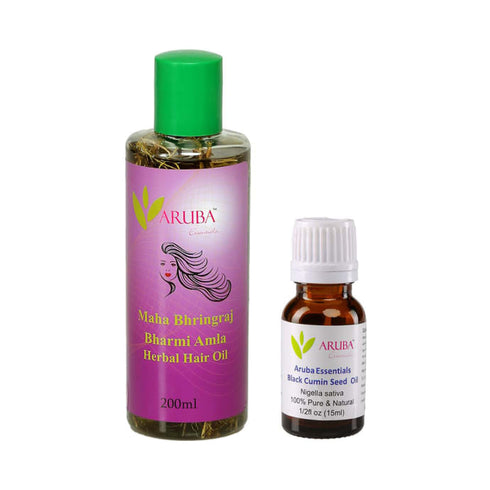 Aruba Essentials Combo Pack of Amla Bharmi & Black Cumin Seed Herbal Hair Oil box of 1 Kit